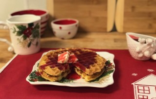 Keto Chow Eggnog Waffles with Cranberry Syrup