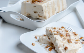 Keto Chow Salted Caramel Semifreddo with Candied Almonds