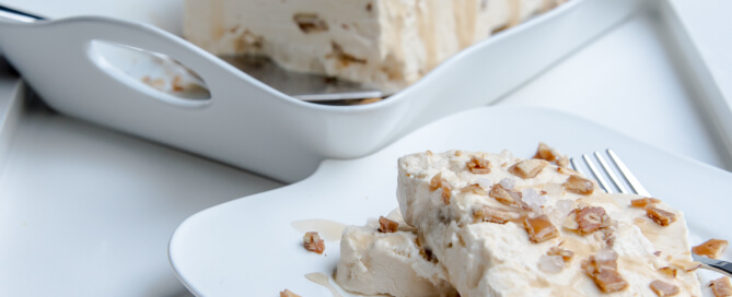 Keto Chow Salted Caramel Semifreddo with Candied Almonds