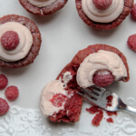 Raspberry Cheesecake Red Velvet Cupcakes with Cream Cheese Frosting