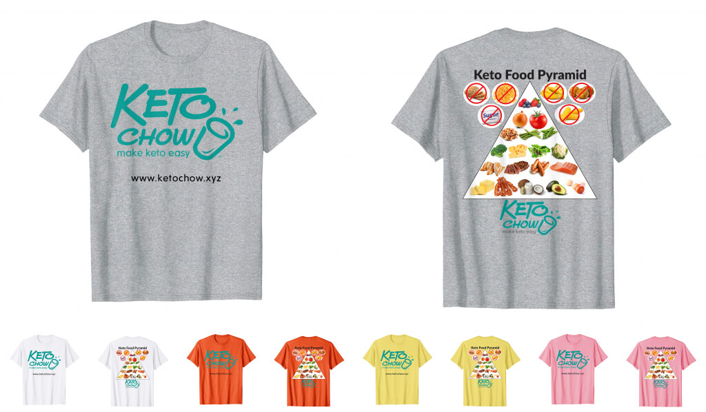 Keto Chow 2-Sided teal logo bright colors t-shirt