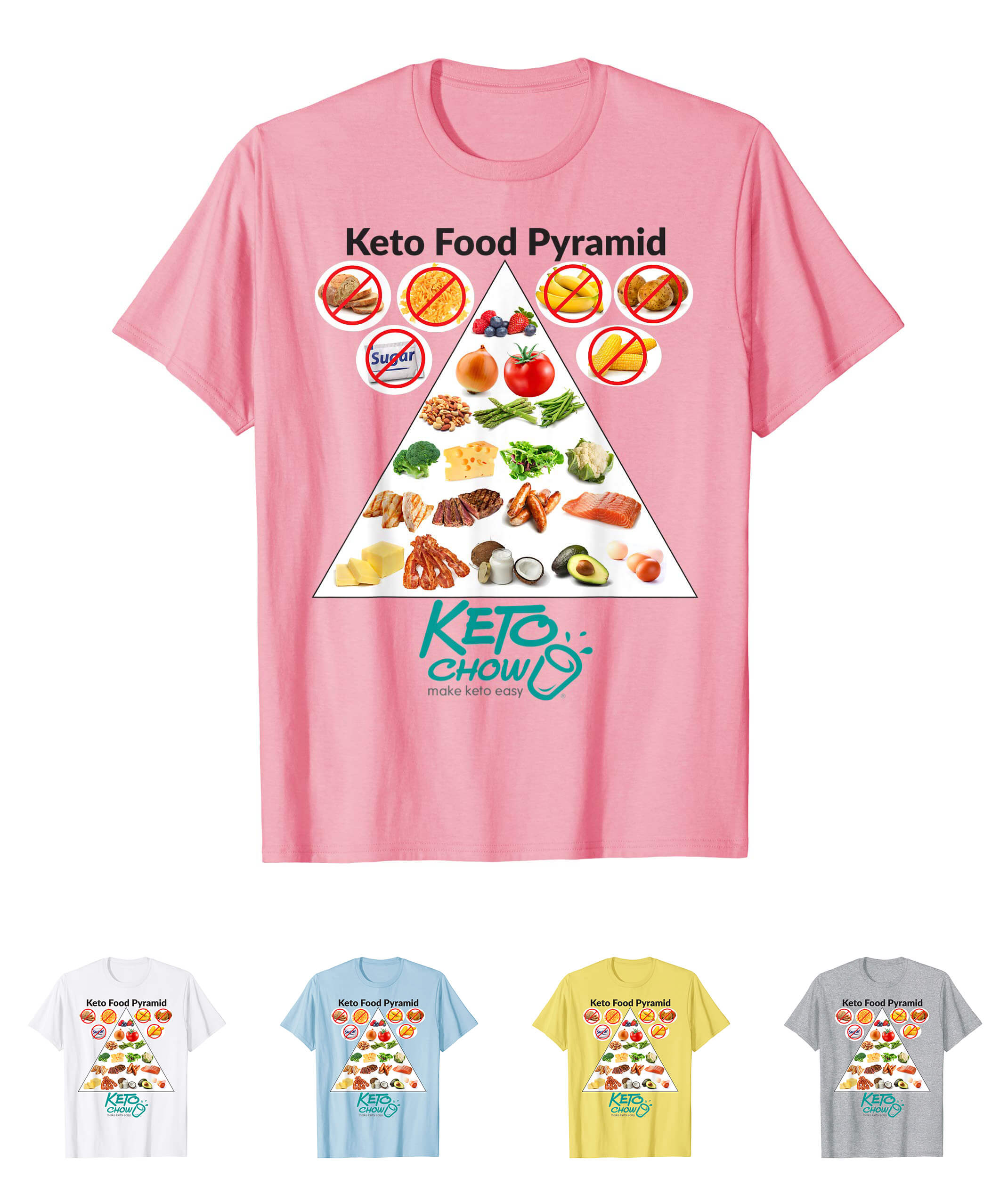 Keto food pyramid teal logo light colors t-shirt
