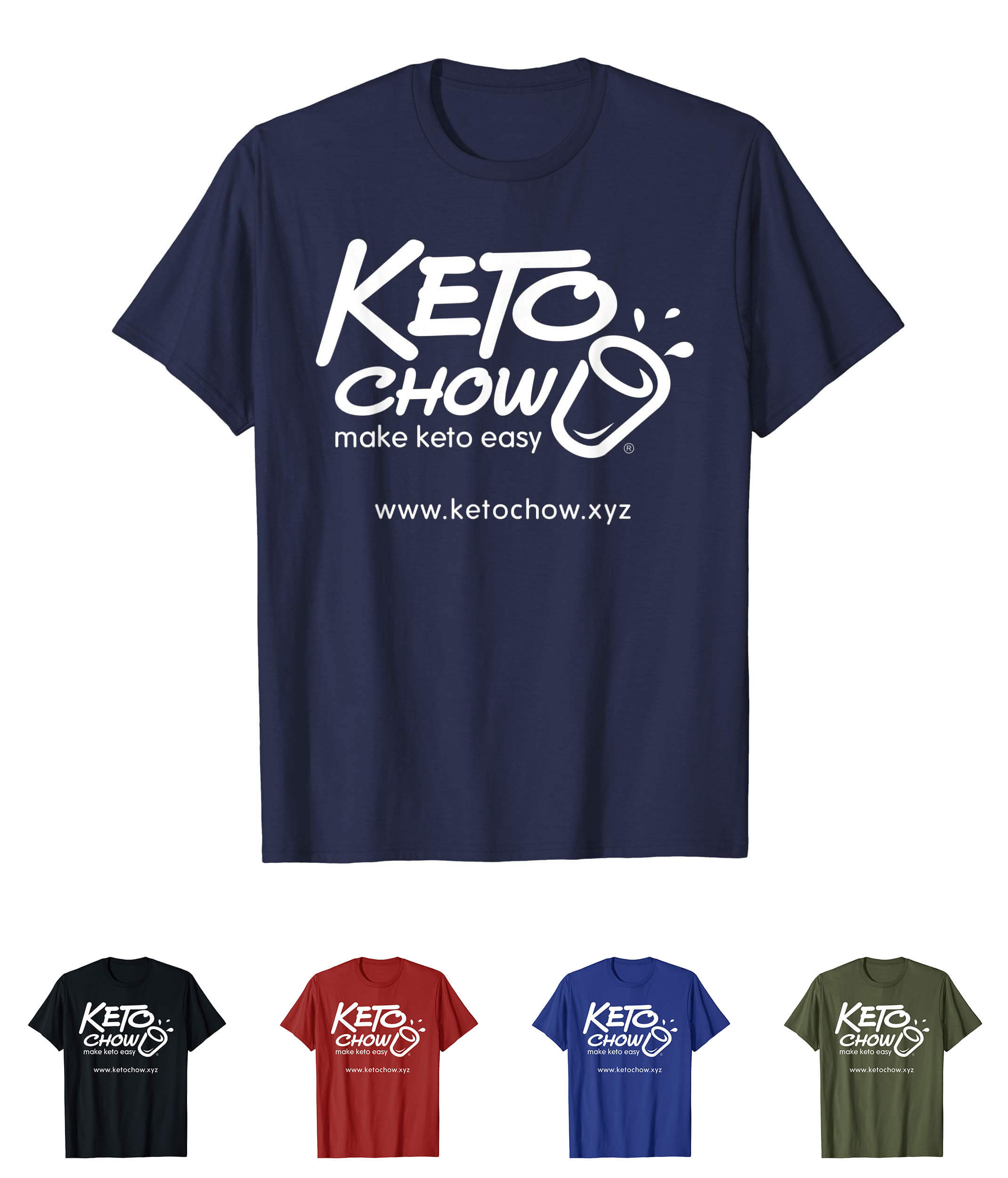 Keto Chow white logo dark colors t-shirt