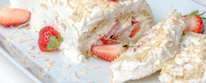 Strawberry Coconut Cream Roll Cake Recipe