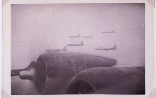 Photo taken by 2nd Lt. Ernest Thorp, co-pilot of "The Punched Fowl," the B-17 Flying Fortress