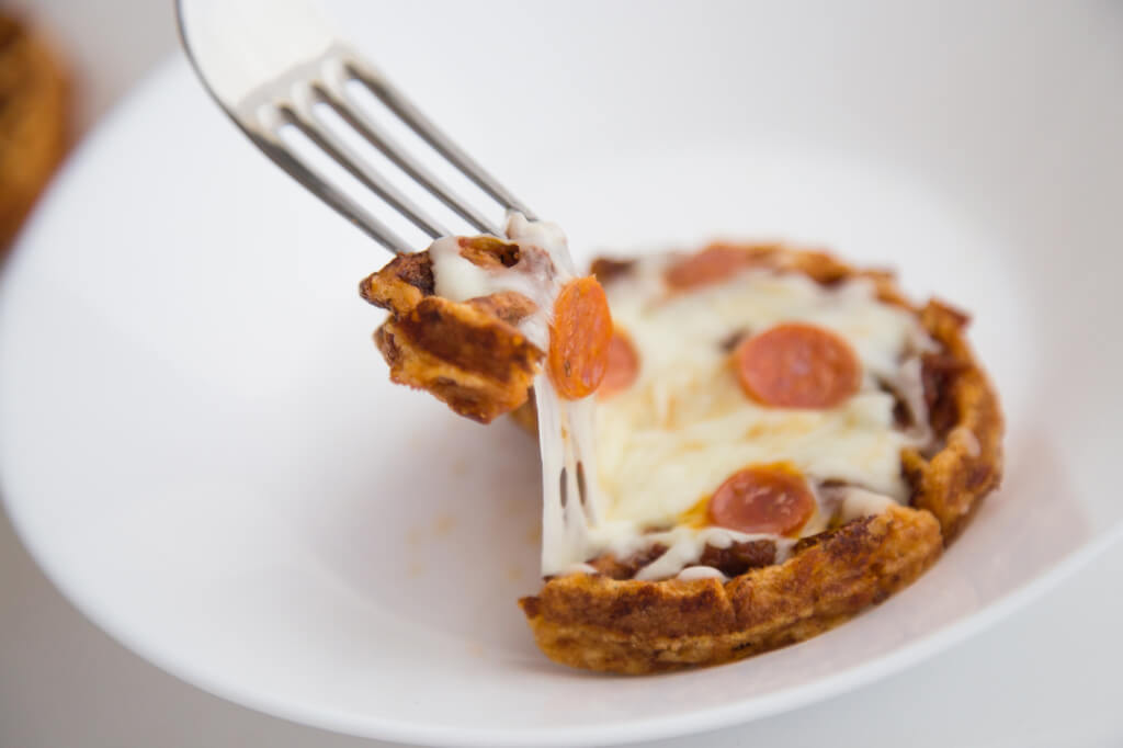 Keto CHow Chaffles as pizza crusts