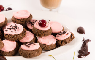 chocolate cherry root beer cookies with cherry icing - white-16